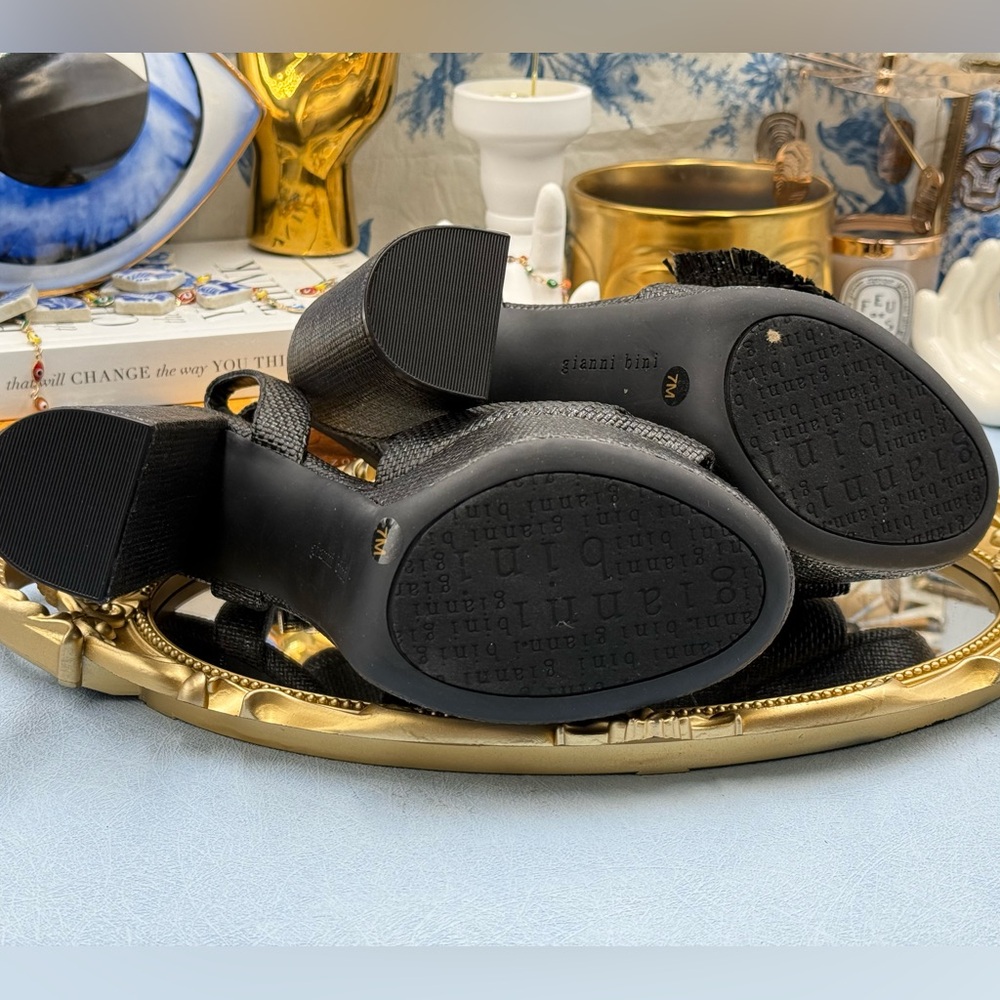 🆕 GIANNI BINI 🧿 NWOB Tobias Raffia Platform Mismatched Buckle Sandals, Sz 7M - Picture 16 of 16